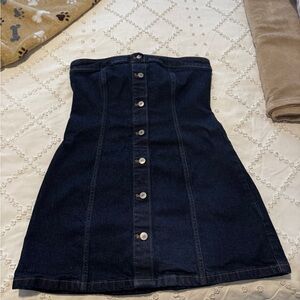 Abercrombie & Fitch Mara Strapless Navy Denim Mini Dress